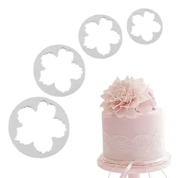 

Kapmore 4Pcs Cookie Cutter Set DIY Flower Shape Fondant Cutter Cake Fondant Molds Decorating Tools DIY Baking Tools Accessories