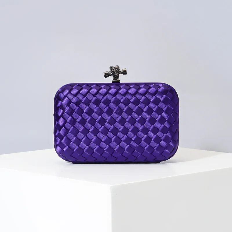 Small Purple Повседневная трикотажная женская сумка-клатч ins, модная женская сумка ручной работы для свадебной вечеринки в европейском и американском стиле, брендовая Дизайнерская обувь ярких цветов - Цвет: Small Purple