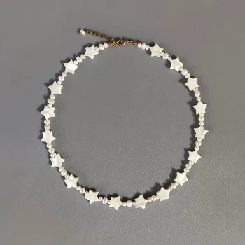 

2020 new design five-pointed star shell beads necklace natural freshwater pearl mix and match high quality jewelry gift for girl