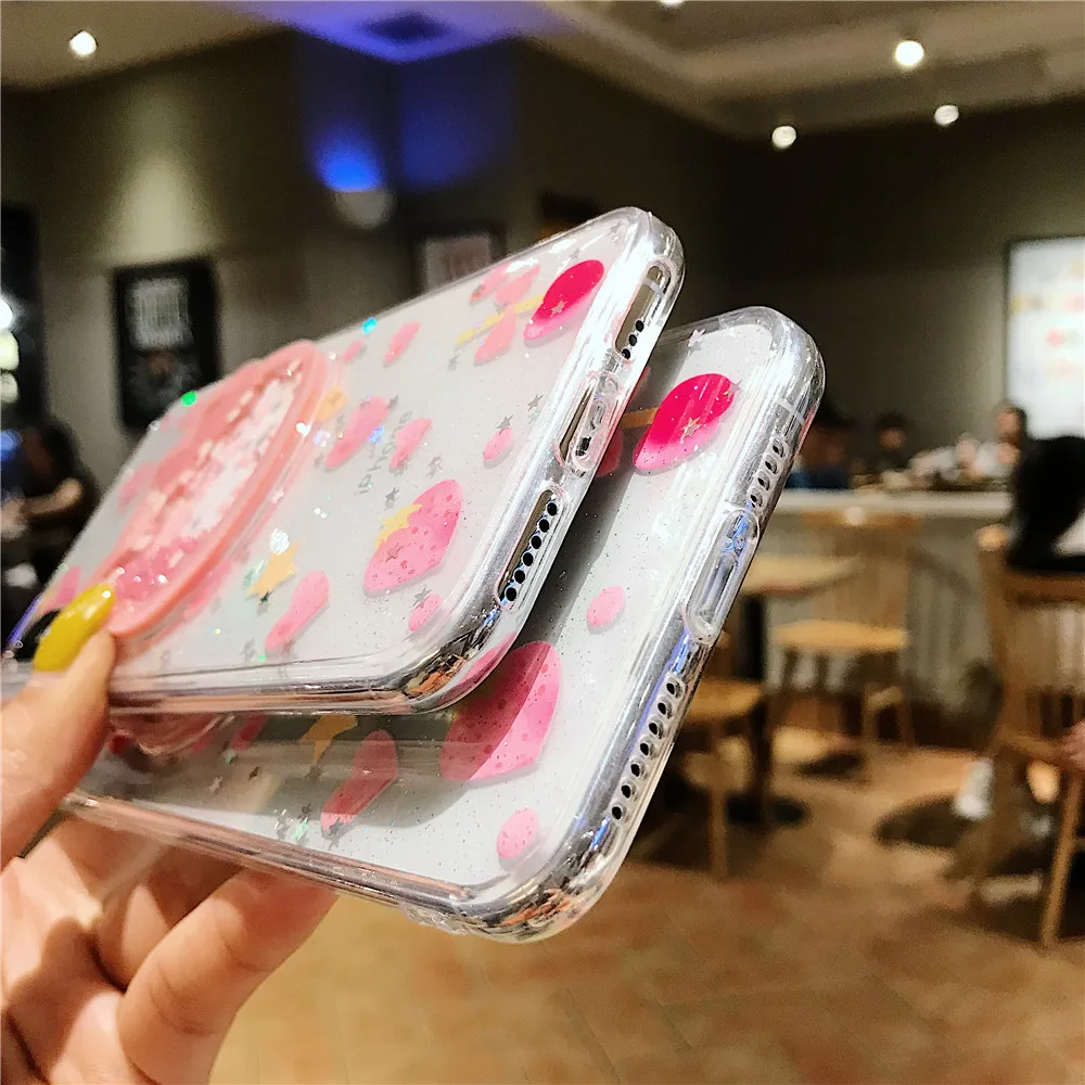 Милый розовый блестящий чехол Hello kitty из ТПУ с блестками для iPhone 11 6s 7 8 Plus X XR XS MAX love heart сыпучий песок украшение лазерный чехол