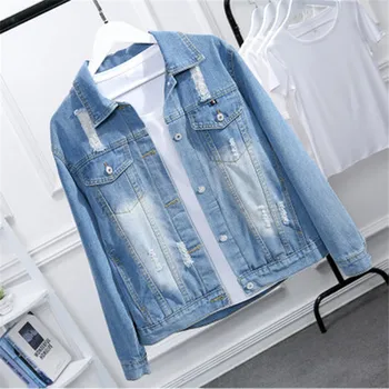 

2019 Spring Summer New Denim Jacket Fashion Loose Large Size 4XL BF Wind Embroidery Thin Section Wild Shirt Casual Style Female