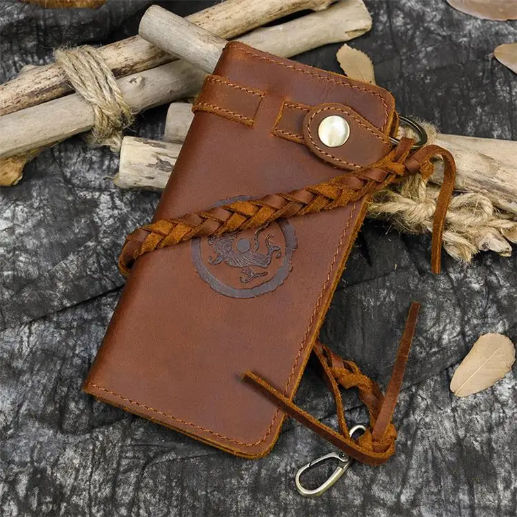 Design 1 Light Brown Мэхью Для мужчин Для женщин натуральная кожа Плетеный кожаный Длинный кошелек с двумя отделениями Длинный кошелек из лакированной кожи плетения слинг наличные карты телефон высокое качество материал: коровья кожа - Цвет: Design 1 Light Brown