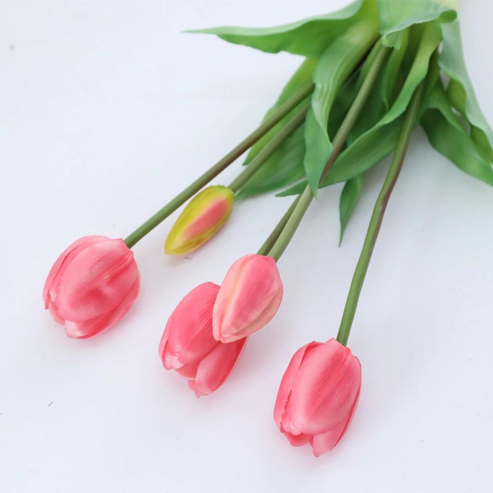 5Pcs bunch Artificial Tulips Flower For Home Wedding Decoration Bride Hand Flowers Real Touch Soft Silicone Tulip flores Decor 19