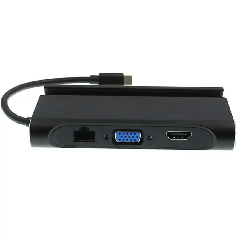Портативный 7 в 1 type-C концентратор конвертер 4K видео HDMI VGA RJ45 3 USB 3,0 сплиттер адаптер док-станция для ноутбука телефона