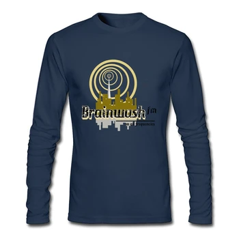 

Vintage Style Wholesale Men's T Shirt Brainwash Cotton Round Collar Long Sleeved Tops Tee For Youth