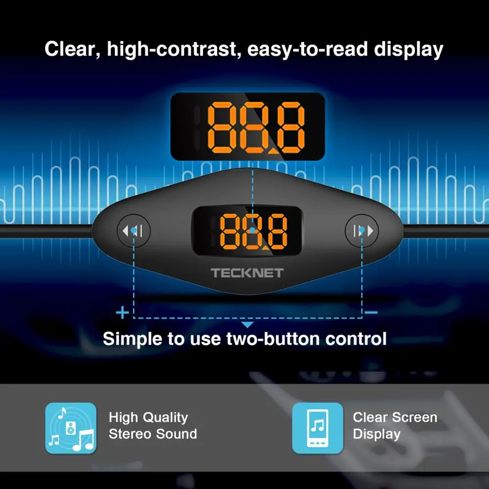 TeckNet автомобильное зарядное устройство Быстрая зарядка с 3,5 мм аудио разъем в автомобиль универсальный F27 FM передатчик Радио Функция для iPhone iPad MP3/4