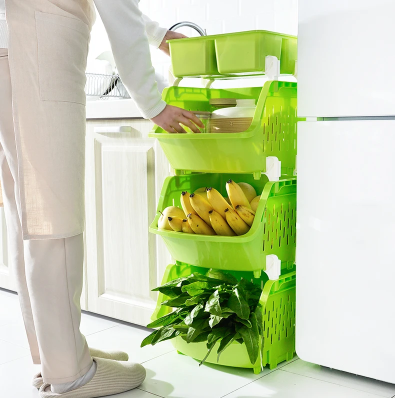 Thickened Plastic Kitchen Storage Rack Stackable Fruit Vegetable Rack