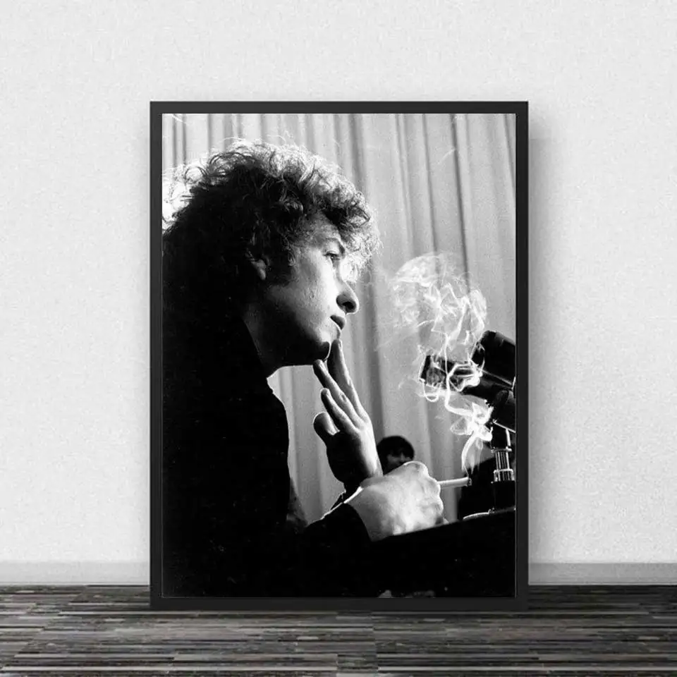 Bob Dylan Smoking Poster Music Pop Singer Star Posters and Print Gift Oil Painting Wall Art Canvas Picture Living Room Decor