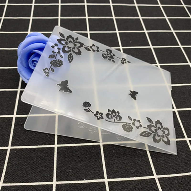 Flower corner decoration frame transparent folding embossing board DIY handmade works background embossing mold