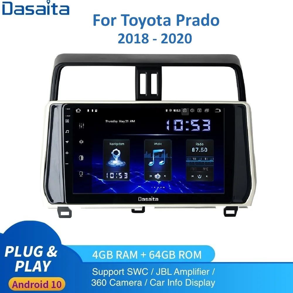 Автомагнитола 2 Din на Android 10 0 для Toyota Prado 2018 2019 2020 стерео 1Din DSP IPSCarplay 4 Гб + 64 ГБ |
