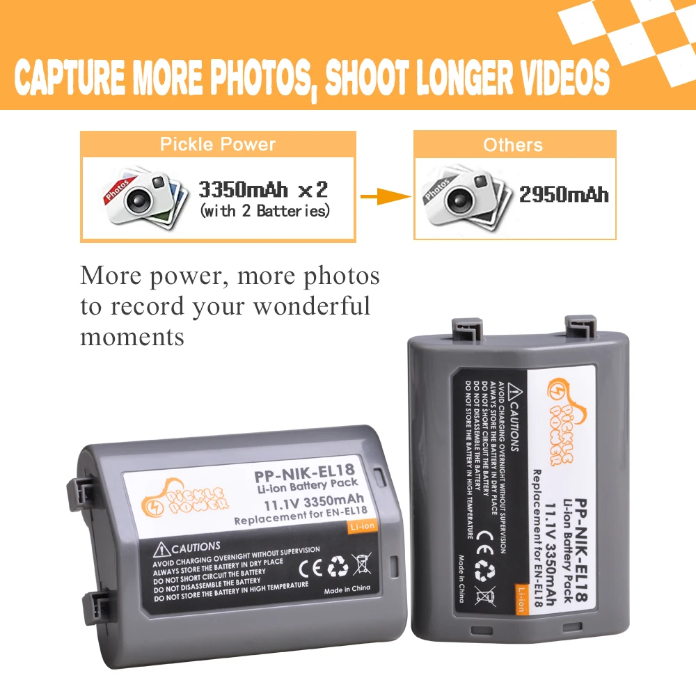 replacement en el18 series en el18a en el18b en el18c D4 D4S D5 D500 D800 D810 D850 D800E MH-26 MH26 MH-26a MH-26aak battery