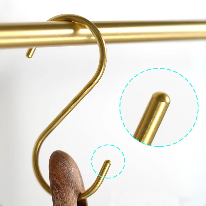 Nordic Creative S-shape Brass Shelf Hook Decoração de Cozinha Vestuário Pole Toalha Bar Acessórios para Gancho 10 Pcs