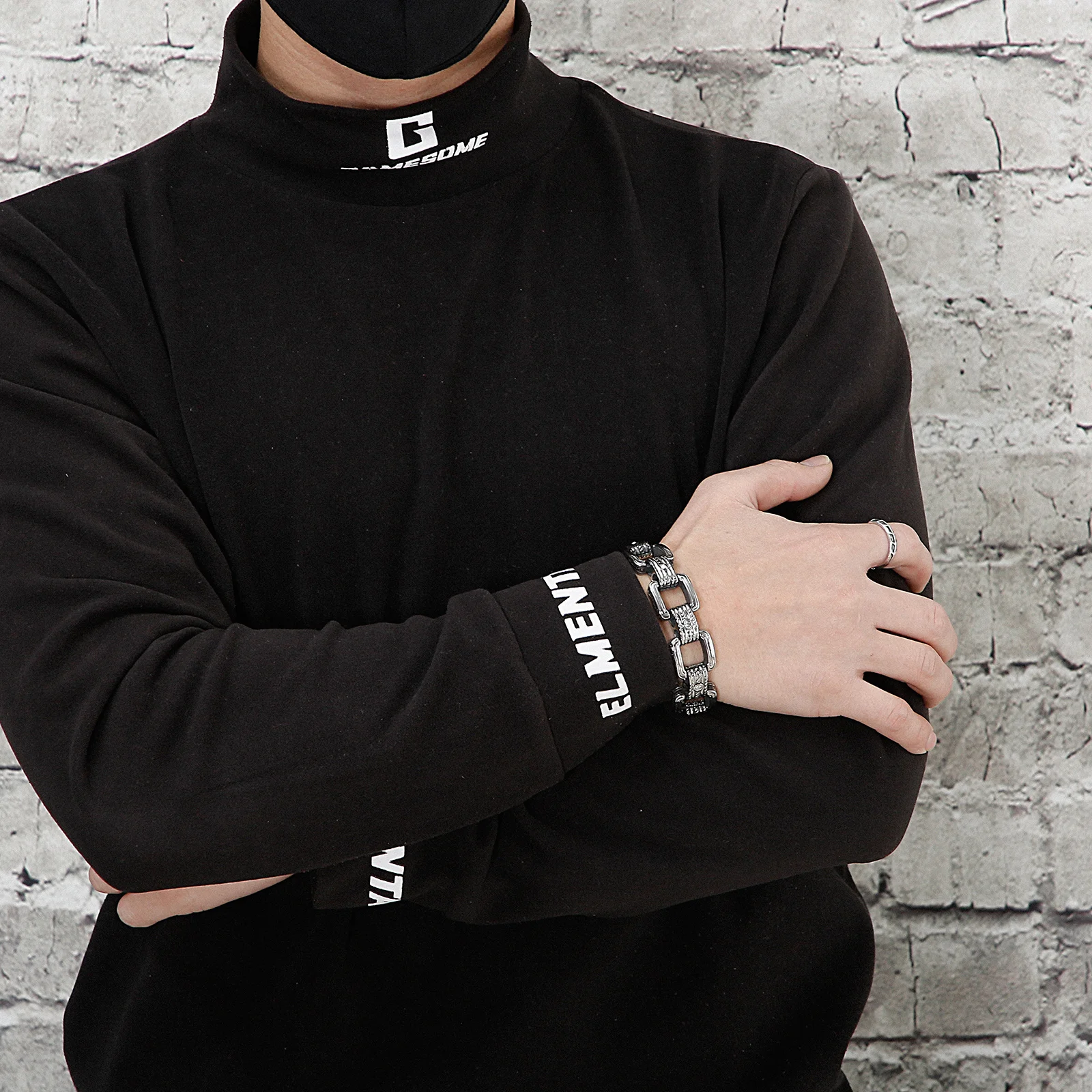 Kalen Vintage Square Chain Carved Mysterious Totem Men's Stainless Steel Charm Jewelry