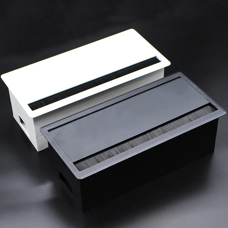 

Faux Alloy 86 Socket Panel Stitching Box Plastic 145X300 Office Conference Table Desktop Square Brush Line Hole