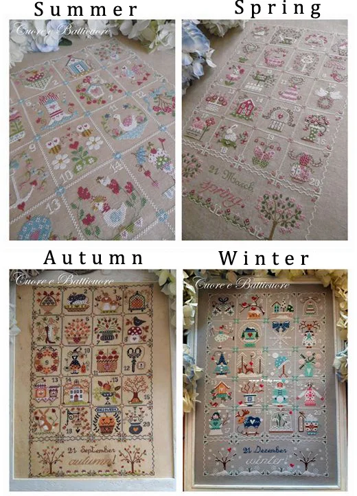 

t-Lovely Counted Cross Stitch Kit Calendar Quartet Spring Summer Autumn Fall Winter