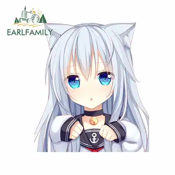 

EARLFAMILY 13cm x 11.4cm For Cartoon Girl Personality Car Stickers Sunscreen Decal Scratch-Proof Vinyl Material Car Accessories