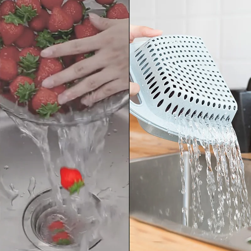 Kitchen Multifunction Folding Plastic Fruit Basket For Seafood Washing Drain Basket