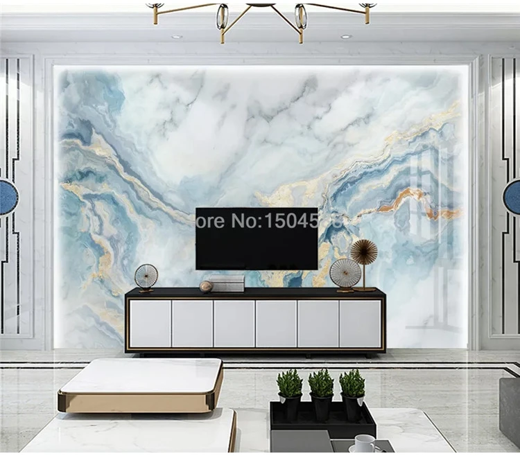 Description Picture 3 of itemCustom Photo Wallpaper 3D Blue Marble Luxury Home Decor Murals Living Room TV Sofa Bedroom Background Wall Painting 3D Wallpaper