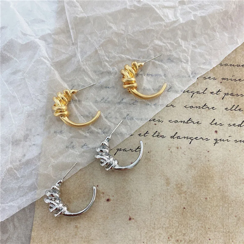 Простые Винтажные серьги гвоздики золотого и серебряного цветов с