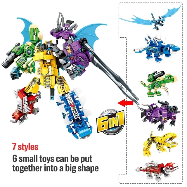 Inglys Dinosaur Transformation Robot Building Blocks Tyrannosaurus Velociraptor Pterosaur Model Bricks Kid Toy For Boy 3