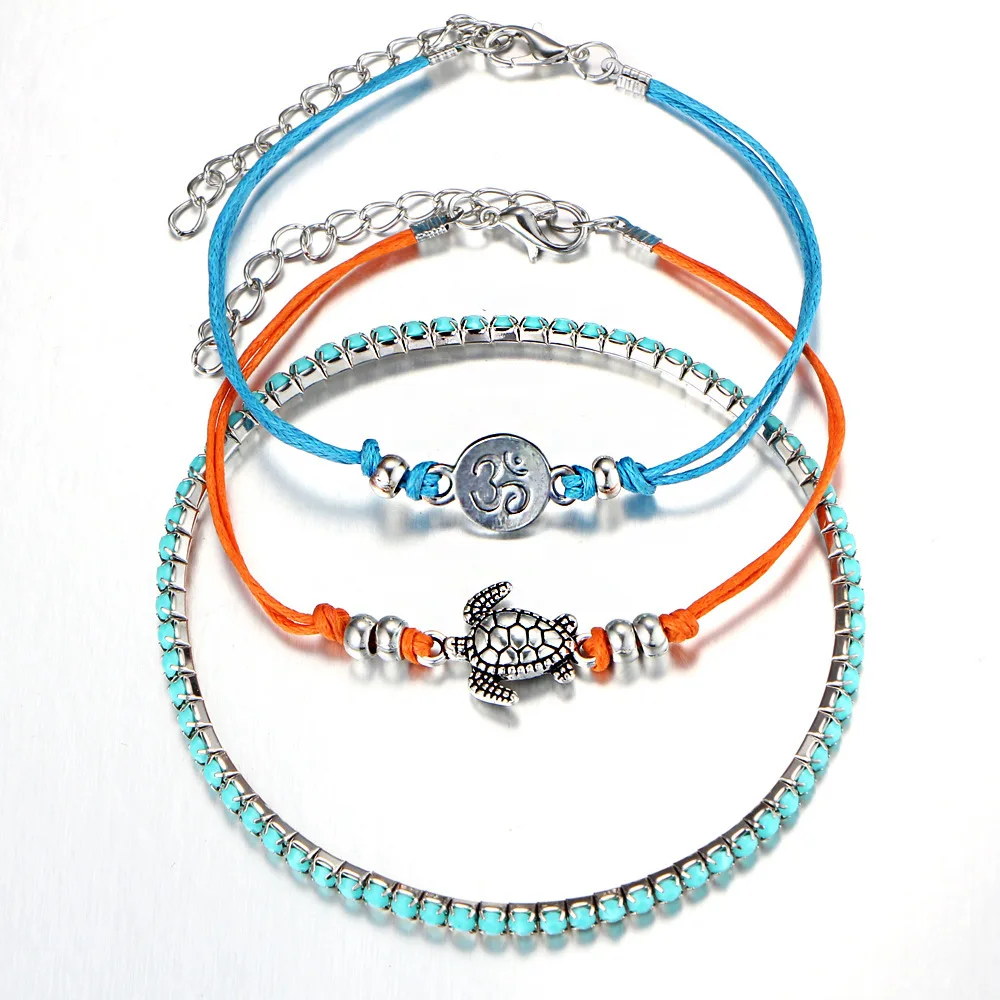 Multi color Bohemian Handmade layered turtle beads Bracelet Sets Women New Rope Chain Bracelets Retro Jewelry Accessories