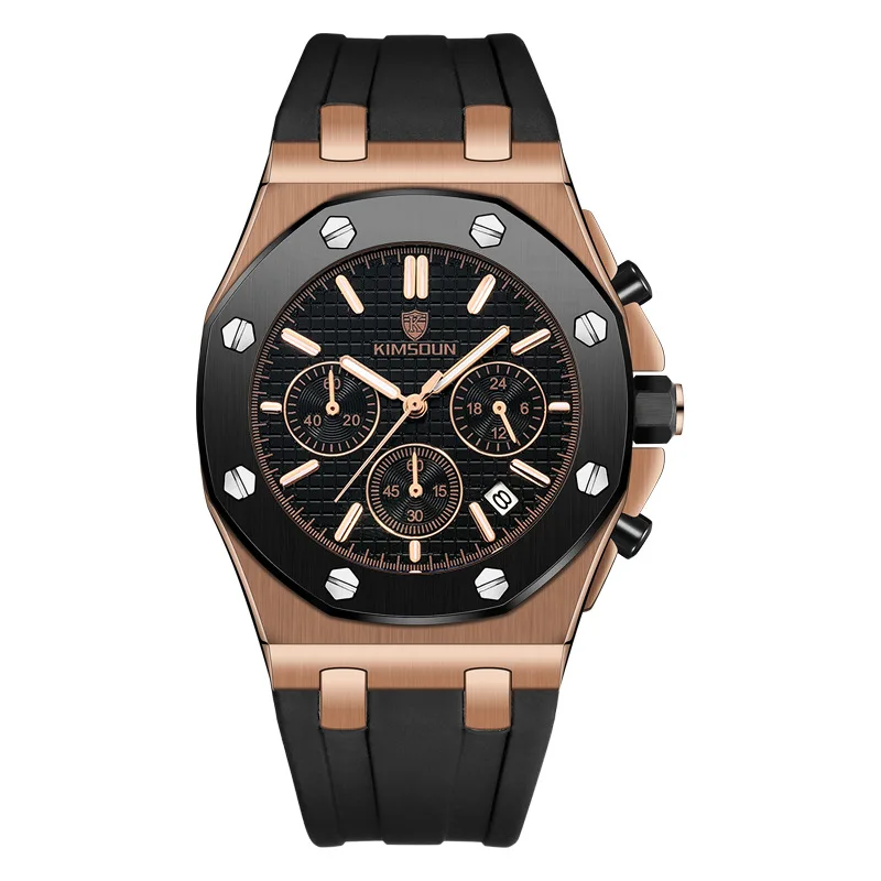 Switzerland Royal Rolexable Japan Miyota Кварц Мужские силиконовые три глаза многофункциональный