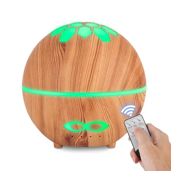 

400ml Aroma Essential Oils Diffuser Remote Control Wood Grain Ultrasonic Air Humidifier Mist Maker Colorful Light Office Bedroom
