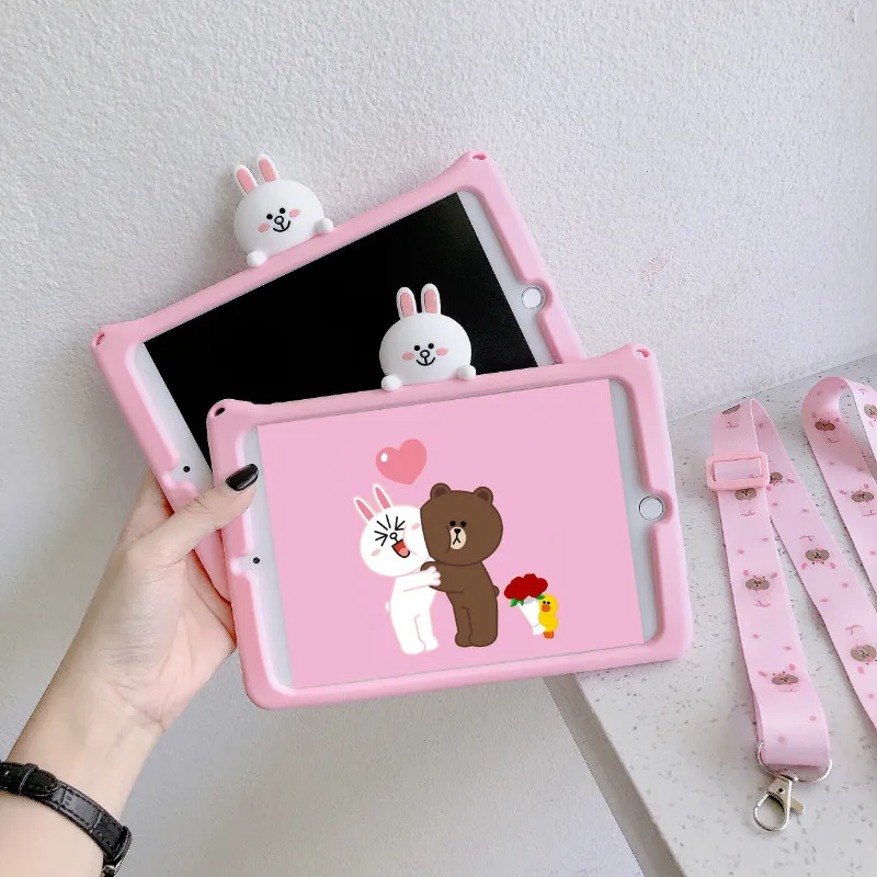 Милый детский чехол для iPad Mini 1/2/3/4/5 Mini 5 4 3 2 1 Mini5 Mini4 Mini3 7,9 '', мягкий силиконовый чехол-подставка из поликарбоната+ ремешок - Цвет: For iPad mini 5
