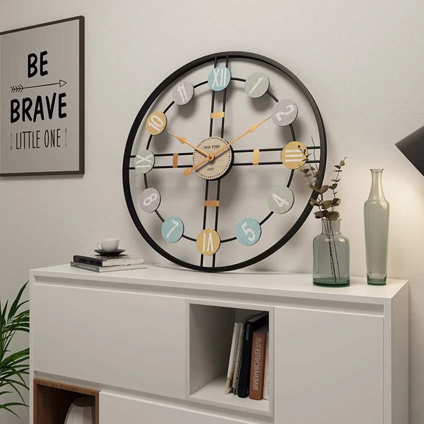 

Retro Wall Clock/Watch Metal Roman Numeral Luxury Home Decor LivingRoom self adhesive Wall Clock Round Watch Home decoration
