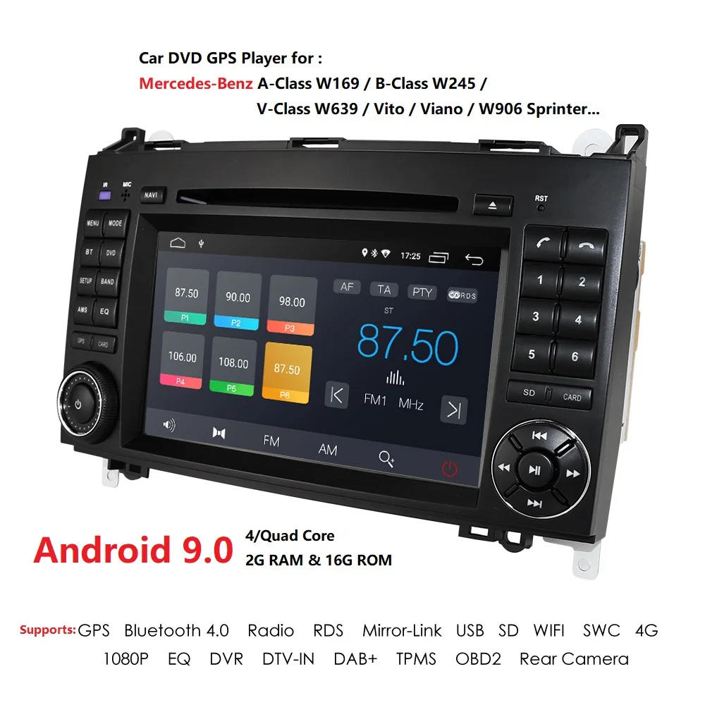 Sale Android 9.0 Auto Radio Car DVD Multimedia For Mercedes Benz B200 A B Class W169 W245 Viano Vito W639 Sprinter W906 RDS DSP SWC 2