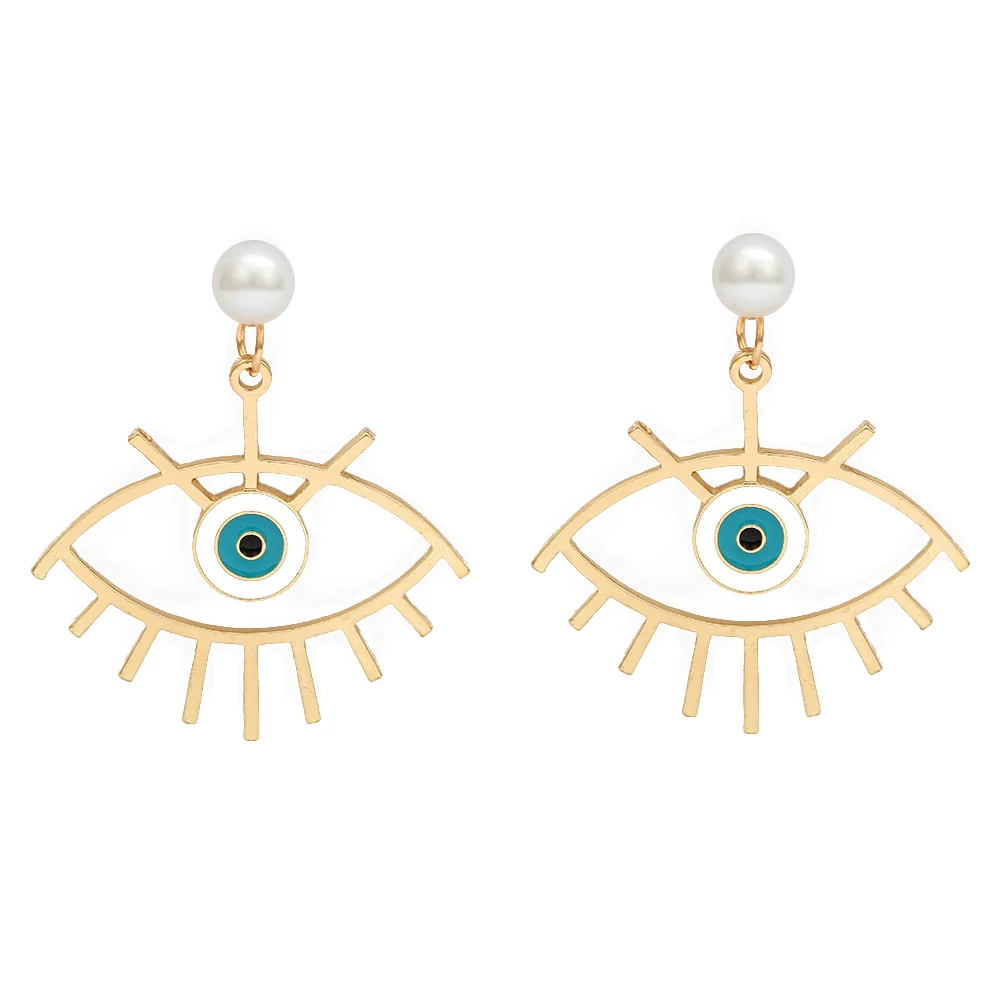 EVIL EYE, золотая запонка из сплава, серьги, полые, падение масла, турецкий синий глаз, серьги, модные украшения для женщин, девушек, EY6471 - Окраска металла: 4