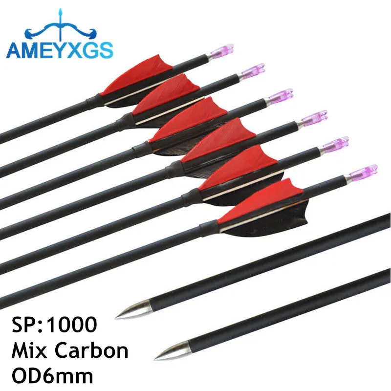 

6/12Pcs 31" Archery Carbon Arrows Spine 1000 Carbon Arrow With 2" Turkey Feathers ID 4.2mm For Bow Hunting Shooting Accessories