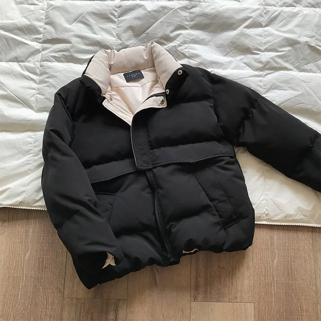 2021 Women s Winter Jacket Streetwear Polyester Zipper Straight 3 Solid Color Padded Coat Warm Femme