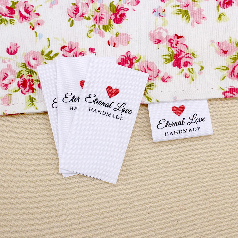 

Custom Clothing Labels - Brand Tags , Organic Cotton Ribbon Labels, Logo or Text, Handmade, Custom Design (MD3065)