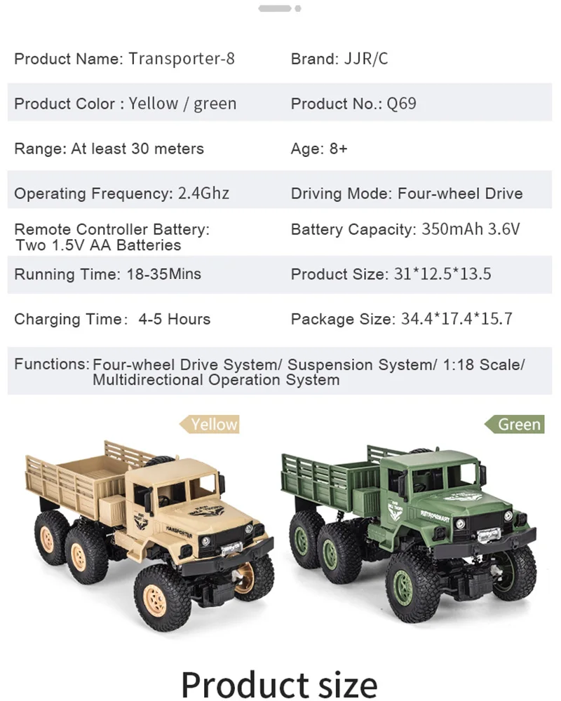 Детские 1:18 6WD игрушки для грузовых автомобилей RC военные модели грузовиков игрушки 2,4G Радиоуправление RC скоростные грузовики внедорожники игрушки детские подарки