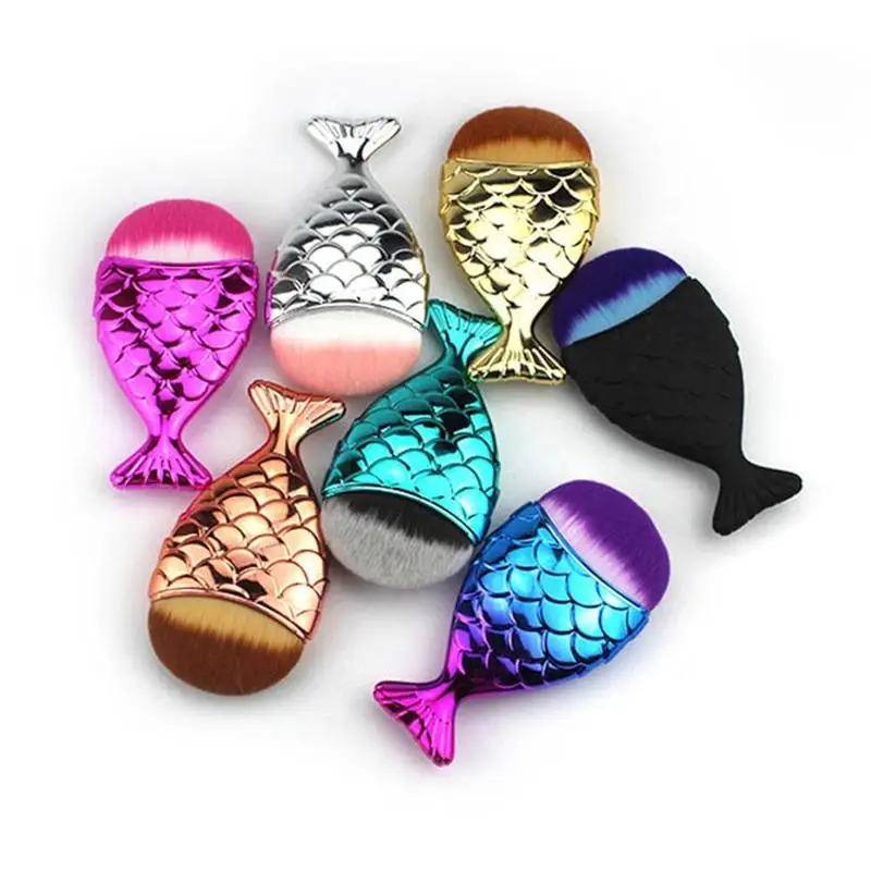 

Fishtail Makeup Brush Mermaid Fish Scale Makeup Powder Cosmetic Foundation Blush Brush 7 Color Can Choose