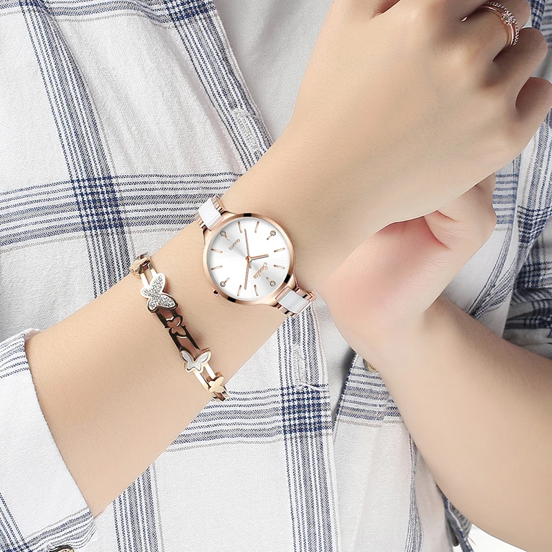 SUNKTA Damenuhr, Keramikuhr, einfache Diamantuhr, lässige Modeuhr, wasserdichte Armbanduhr, feminin_voghion.com
