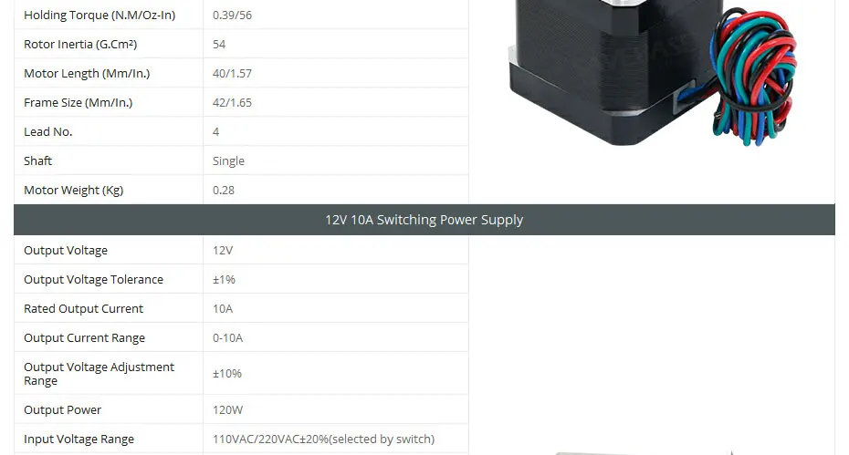 ENGMATE 4 шаговый двигатель TB6600 драйвер HB Nema17 56oz-in двигатель 12В высокого качества блок питания для "сделай сам"