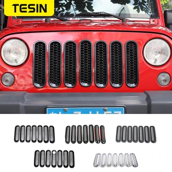 

7pcs Matte Black Clip-in Front Grille Mesh Inserts Mesh Grille Guard for Jeep Wrangler JK 2007-2015 Car Exterior Accessories