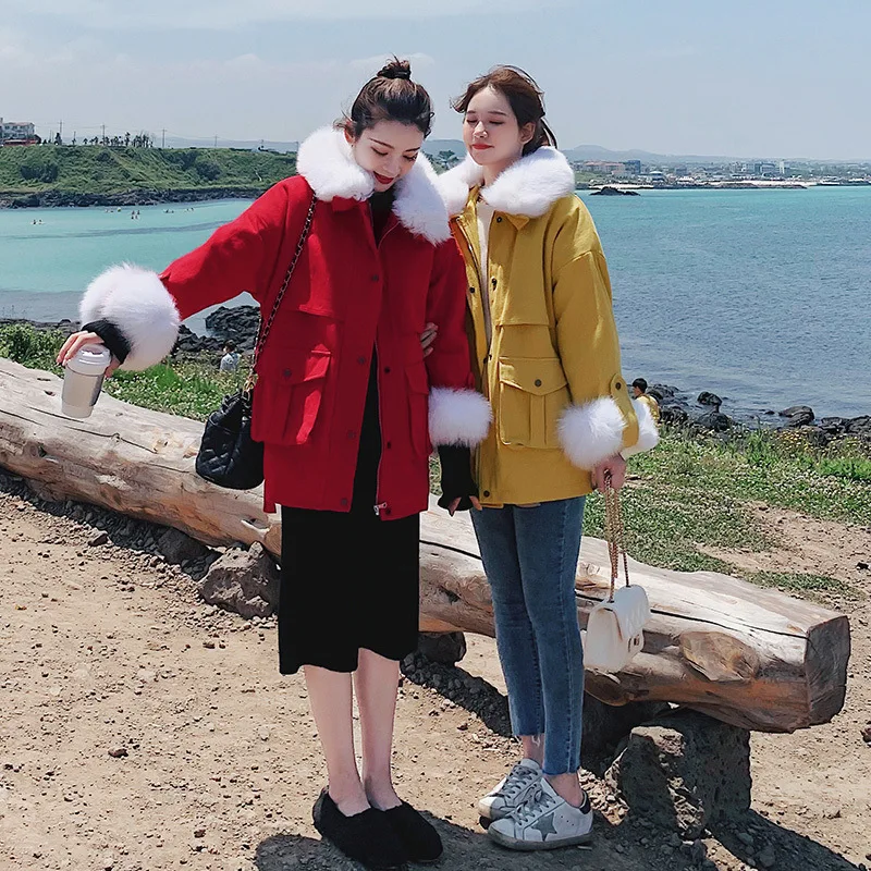 

Winter Woolen Jacket Women's Inner Wearing Imitation Rabbit Fur Brushed And Thick Korean-style Students Woolen Jacket Women's Sh