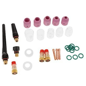 

31 Pcs/Set Tig Welding Torch Accessories 6#~12# Glass Cup Kit Easy To Assemble For Wp-17/18/26 Torch Welding Accessories