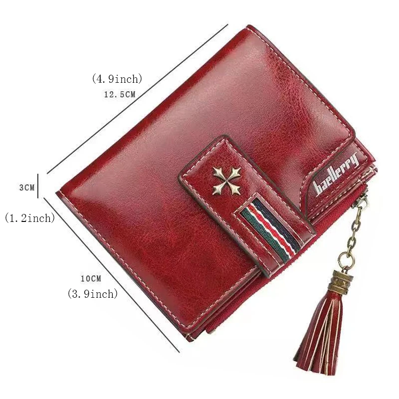 Fashion Small Oil wax Leather Wallet Women Stylish Zipper & Hasp Card Wallet Woman High Quality Short Credit Card Holder Purse 2