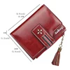 Fashion Small Oil wax Leather Wallet Women Stylish Zipper & Hasp Card Wallet Woman High Quality Short Credit Card Holder Purse 2