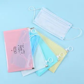 

1PC Cute Candy Color Portable PVC Mask Clips Disposable Face Mask Storage Case Container Foldable Recycling Mask Holder