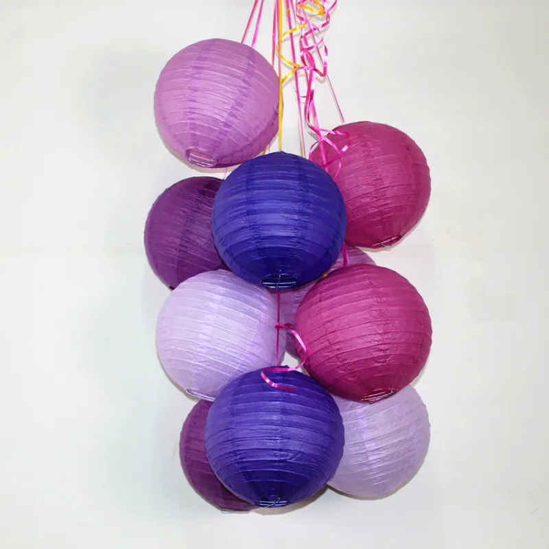 10 Pz/Set 4-6-8-10-12-14-16 Pollici A Buon Mercato Viola Lanterne Di Carta Appeso Lanterne Cinesi Che Desiderano Lampada Di Carta Decorazione Di Cerim