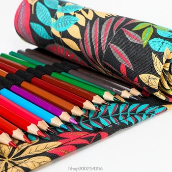 

Tree Leaf 12/24/36/48/72 Holes Canvas Roll Pen Curtain Pencil Bag Case Makeup Wrap Holder Storage Pouch O09 20 Dropship