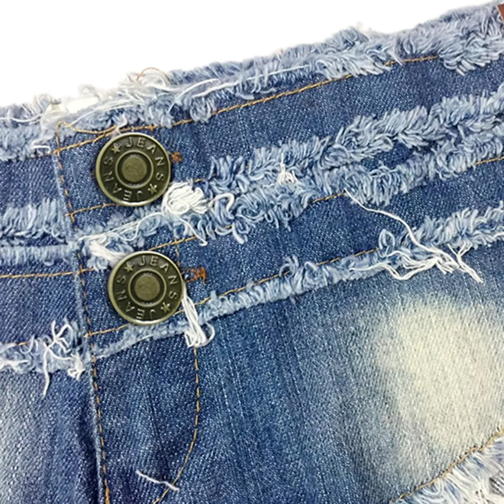 Summer Casual Shorts for Women Denim Low Waist Hole Tassel Bandage sexy Short denim Night Club Party Lady bottoms