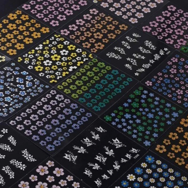 50 Sheet 3D Mix Color Floral Design Nail Art Stickers Decals Manicure Beautiful Fashion Accessories Decoration Cosmetic