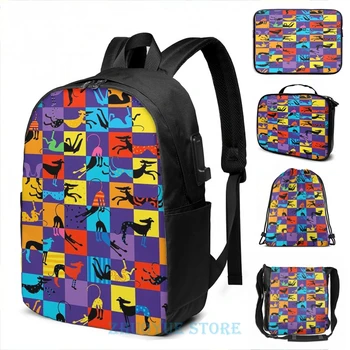 

Funny Graphic print Pop Art Hounds USB Charge Backpack men School bags Women bag Travel laptop bag