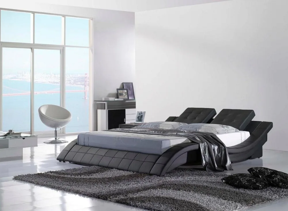 Горячая мебель для спальни современный стиль черный серый белый кожаный большой размер диван-кровать татами